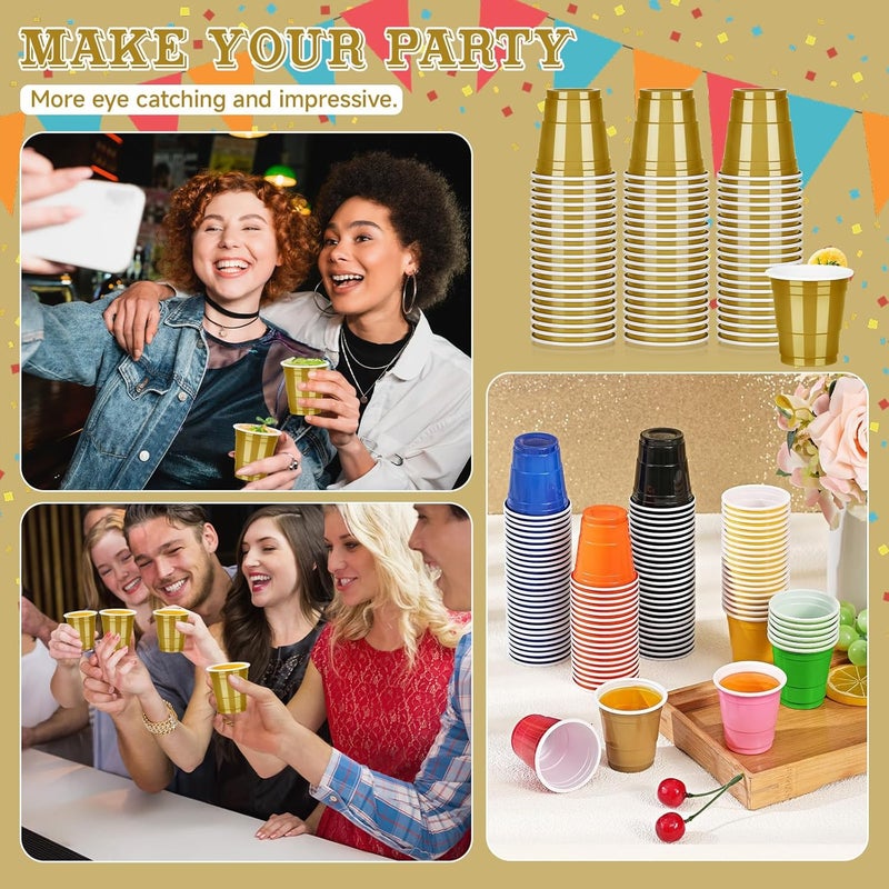 Pineburg 100Pack 2oz Carnival Disposable Shot Glasses, Gold Plastic Shot Glasses, Mini Disposable Cups for Parties Valentine's Day Weddings Graduation Party Games & Events Supplies(Gold) - Image 5